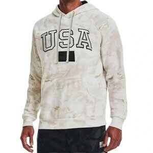 Under Armour Project Rock Veteran's Day Camo Hoodie 1370971-100 Beige/White NWT